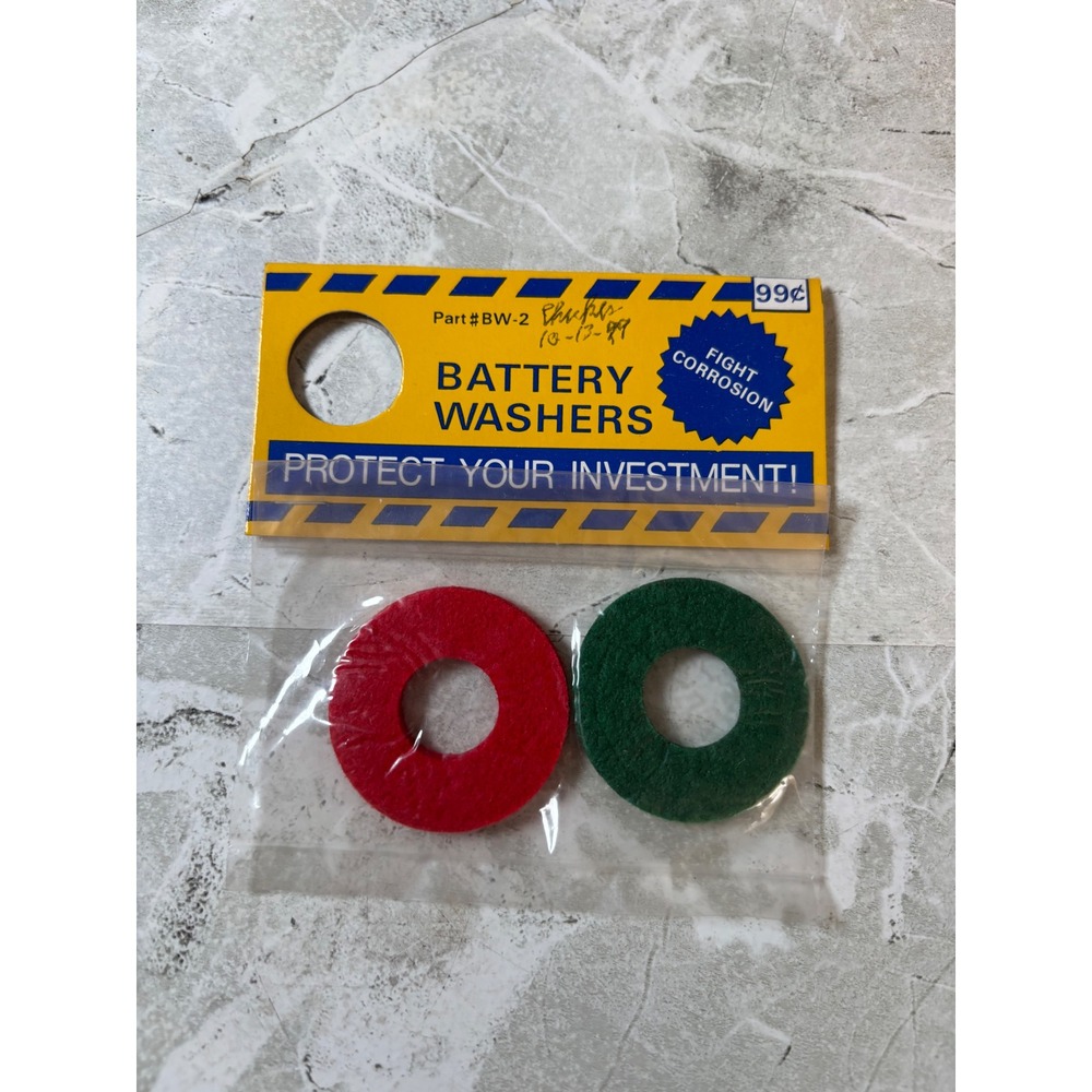 Vintage CSK Auto Battery‎ Washers Part BW-2 Red Green Anti-Corrosion Felt 2 Pack